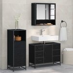vidaXL Ensemble de mobilier de salle de bain 3 Pièces Chêne noir