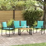 vidaXL Ensemble de meubles d'extérieur 4 Pièces Noir et turquoise