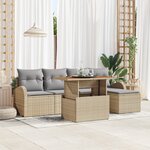 vidaXL Ensemble repas jardin 6 pièces avec coussins beige rotin polyester