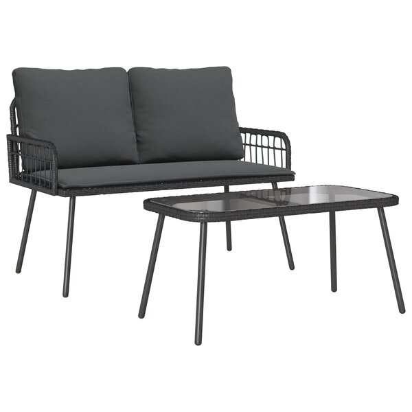 vidaXL Ensemble de salle à manger jardin avec coussins en poly rattan noir