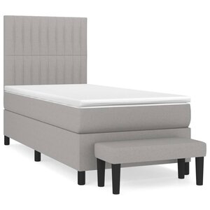 vidaXL Sommier à lattes de lit avec matelas Gris clair 100x200cm Tissu