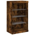 vidaXL Buffet avec lumières LED chêne fumé 181 5x37x100 cm