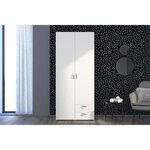 Armoire VARIA - blanc - 2 portes battantes + 2 tiroirs - 81 cm x 185 x 51 cm