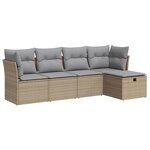 vidaXL Salon de jardin avec coussins 5 Pièces beige résine tressée