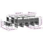 vidaXL Ensemble à manger de jardin 13 Pièces coussins noir résine tressée