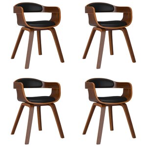vidaXL Chaises à manger lot de 4 noir bois courbé et similicuir