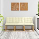 vidaXL 3 pc Sofa de milieu extérieur Blanc