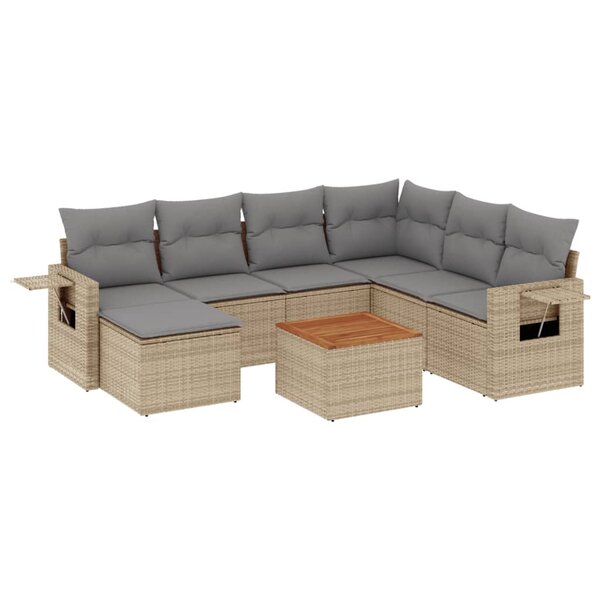 vidaXL Salon de jardin avec coussins 8Pièces mélange beige résine tressée