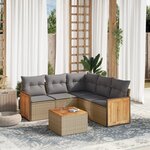 vidaXL Salon de jardin avec coussins 6 Pièces beige résine tressée