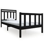 vidaXL Cadre de lit Noir Bois massif 100x200 cm
