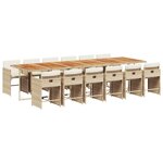 vidaXL Ensemble à manger de jardin et coussins 13 Pièces beige