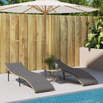 vidaXL Chaises longues lot de 2 avec coussins beige résine tressée