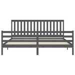 vidaXL Cadre de lit avec tête de lit gris 200x200 cm bois massif