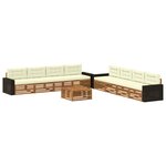 vidaXL Ensemble de canapés d'extérieur 9 pc Naturel et Crème Polyester