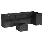 vidaXL Salon de jardin 7 Pièces avec coussins noir résine tressée