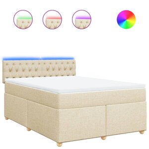 vidaXL Sommier à lattes de lit avec matelas Crème 160x200 cm Tissu