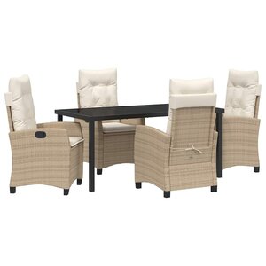 vidaXL Ensemble de salle à manger pour jardin 5 Pièces Beige polyrotin
