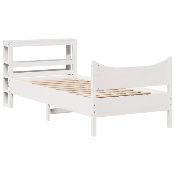 vidaXL Cadre de lit avec tête de lit blanc 75x190cm bois de pin massif