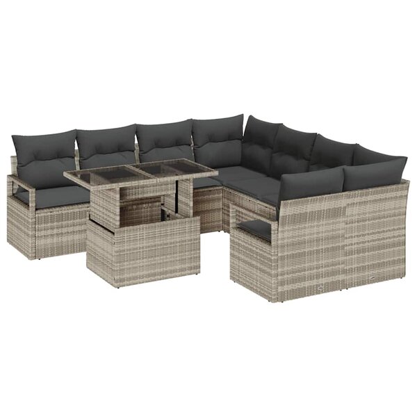 vidaXL Ensemble de canapé de jardin 9 Pièces Gris clair 100 x 55 x 73 cm
