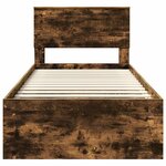 vidaXL Cadre de lit avec tête de lit Chêne fumé 90 x 190 cm Pin massif