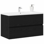 vidaXL Meuble de Lavabo de Salle de Bain Chêne noir 80 x 38 5 x 45 cm
