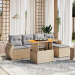 vidaXL Salon de jardin avec coussins 6 Pièces beige résine tressée