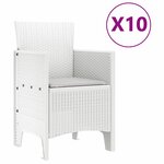 vidaXL Ensemble de salle à manger pour jardin 11 Pièces Blanc Rattan Polt