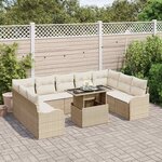 vidaXL Ensemble de canapé de jardin 10 Pièces Beige Poly Rattan