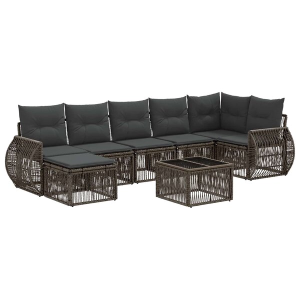 vidaXL Ensemble de canapé de jardin 8 Pièces Gris et Gris foncé polyrotin
