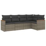 vidaXL Salon de jardin 5 Pièces avec coussins gris résine tressée