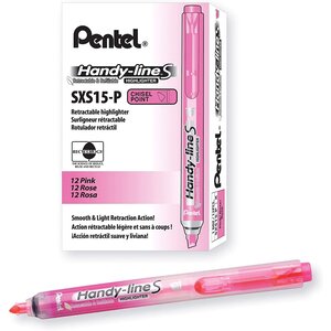Surligneur Handy-Line S Rétractable/Rechargeable Rose x 12 PENTEL