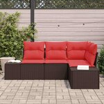 vidaXL Ensemble de canapé de jardin 4 Pièces Marron polyrotin