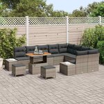 vidaXL Ensemble de canapé de jardin 12 Pièces Gris Poly rotin