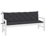 vidaXL Coussins de banc jardin lot de 2 noir 180x50x7 cm tissu Oxford