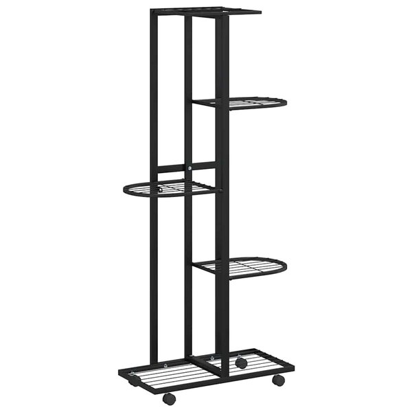 vidaXL Jardinière à 5 niveaux avec roues 44x23x100 cm Noir Fer