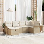 vidaXL Ensemble de Canapé de Jardin de 6 Pièces avec Coussins Beige Poly Rotin