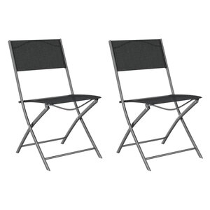 vidaXL Chaises d'extérieur pliables lot de 2 Noir Acier et textilène