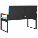 vidaXL Banc extérieur Noir et turquoise 107 x 61 x 80 cm polyrotin