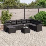 vidaXL Salon de jardin 9 Pièces avec coussins noir résine tressée