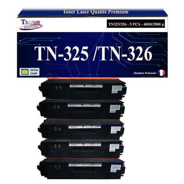 T3AZUR - 5x Toners compatibles avec Brother TN326 pour Brother DCP-L8400CDN  DCP-L8450CDW Jaune