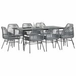 vidaXL Ensemble à manger jardin coussins 9 Pièces gris poly rotin verre