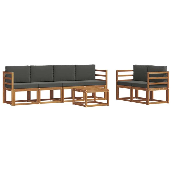 vidaXL Ensemble de canapés d'extérieur 7 pc Naturel et Anthracite