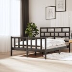 vidaXL Cadre de lit Gris Bois de pin massif 150x200 cm Très grand