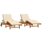 vidaXL Transat 2 Pièces Beige 200 x 67 x 84cm Bois d'acacia massif