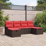 vidaXL Ensemble de canapé de jardin avec coussin 6 Pièces Poly rotin