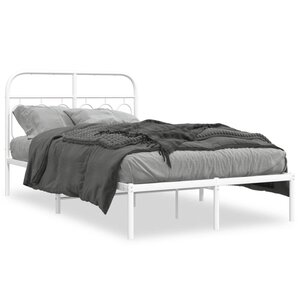 vidaXL Cadre de lit métal sans matelas et tête de lit blanc 120x190 cm