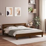 vidaXL Cadre de lit avec LED sans matelas chêne marron 160x200 cm