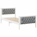 vidaXL Cadre de lit avec tête de lit Gris clair 90 x 200 cm Pin massif