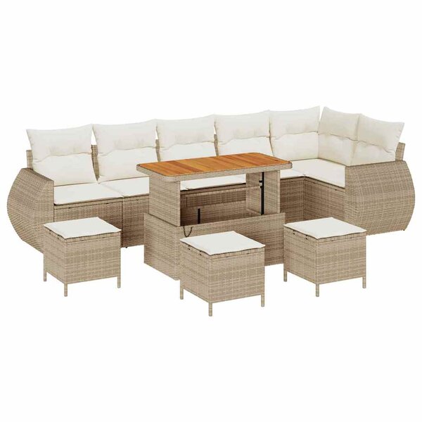 vidaXL Ensemble de canapé de jardin 10 Pièces Beige polyrotin