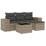 vidaXL Salon de jardin 5 Pièces avec coussins gris résine tressée